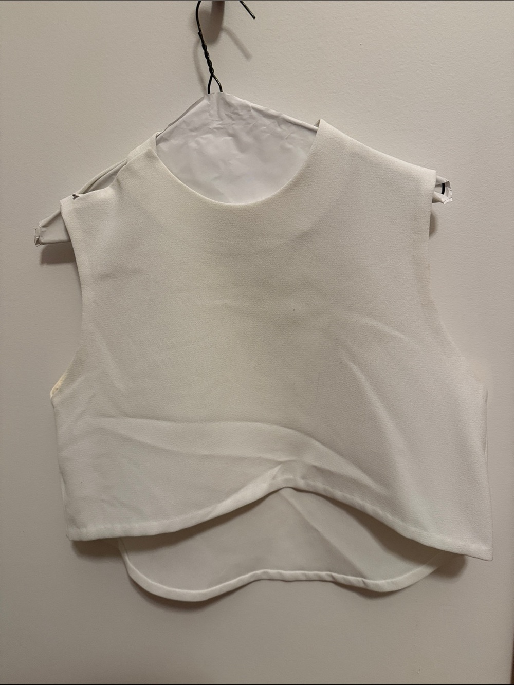 High-Neck White Cropped Shell Top